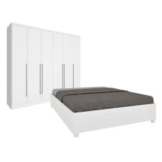 Imagem de Quarto De Casal Guarda-Roupa 6 Portas Portugal E Cama Box Casal Queen Monaco Espresso Móveis Neve