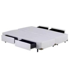 Imagem de Cama Box King Size Branco Bipartido Universal 4 Gavetas - 193X203 - Co