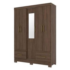 Imagem de Guarda Roupa Solteiro B60 Castanho Com Espelho  Briz Móveis - Briz Mov