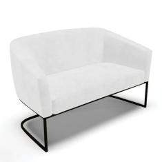 Imagem de Sofá Namoradeira 2 Lugares Base Industrial Preto Stella Corano Branco D03 - D'Rossi