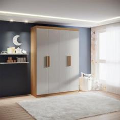 Imagem de Guarda-roupa Infantil 04 Portas Frente em Mdf Angel Cinamomo/Off White