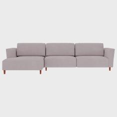 Imagem de Sofá 330cm com Chaise Esquerda Franz Suede Rosê G52 - Gran Belo