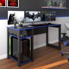 Imagem de Mesa Gamer Dark Para 3 Monitores Preto/Azul - Pnr Móveis