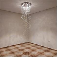 Imagem de Lustre De Cristal Espiral Com 2,30 Metros De Altura Base De Inox Espelhado Com 50CM De DIâmetro
