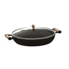 Imagem de Frigideira Paella Ferro Fundido Com Tampa De Vidro 5,6 Litros 36 Cm