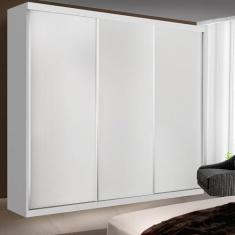 Imagem de Guarda-roupa Casal 3 Portas 4 Gavetas de Correr Lily Espresso Móveis Branco