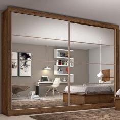 Imagem de Guarda-roupa Sevilha 2 Portas Com Espelho - 6 Gavetas - Made Marcs - Braúna