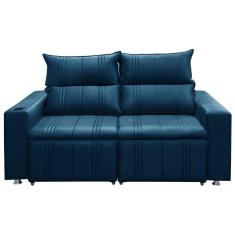 Imagem de Sofá 2 Lugares Retrátil E Reclinável Madri 1,50m C/molas - Veludo Azul