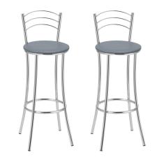 Imagem de Kit 2 Banquetas Cromadas Bc26-a A144 Cromado/Cinza