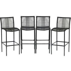 Imagem de Kit 4 Banquetas Havaí Artesanal Em corda Sintética Para Bar, Balcão, Á