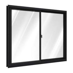 Imagem de Janela de Alumínio de Correr Lateral 2 Folhas Móveis 100x150cm Riobras Preto