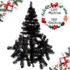 Imagem de Arvore De Natal Preta 1,20M Halloween Dark 160 Galhos Linda - Klizz
