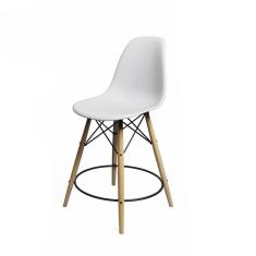 Imagem de Banqueta Eames Eiffel De Madeira Assento Branco - Cor: Branco