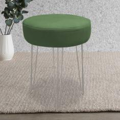 Imagem de Banqueta Puff Jullia Luxo 55cm Industrial Ferro Cinza Suede Verde Musgo - Ahazzo Móveis