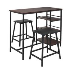 Imagem de Conjunto de mesa bancada gourmet 2 banquetas stilo tubo preto fosco co