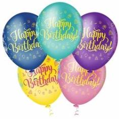 Imagem de Bexiga Fantasia Happy Birthday 10" Sortida Pic Pic 25 Unidades