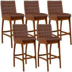 Imagem de Kit 05 Banquetas Altas Mila Marrom