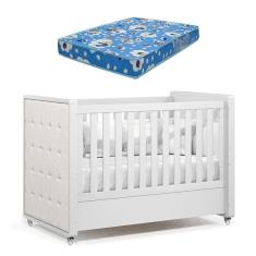 Imagem de Berço Americano Tutto New Branco Acetinado Capitonê New Boucle E Colchão - Matic