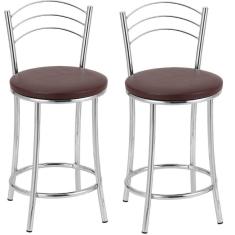 Imagem de Kit 2 Banquetas Cromadas BC26-C A109 Cromado/Marrom