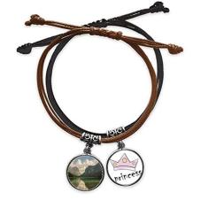 Imagem de DIYthinker Pulseira de couro com estampa de Cenário da Natureza da Montanha do Lago