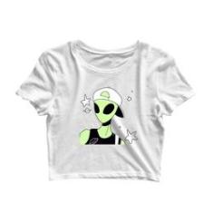 Imagem de Blusa Cropped Blusinha Camiseta Tshirt Dope Alien 