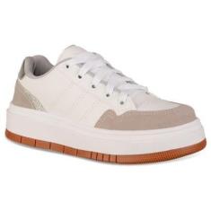 Imagem de Tenis Feminino Casual Plataforma Retrô Branco Classico Moda Leve e Confortavel-Feminino