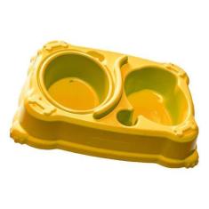 Imagem de Comedouro E Bebedouro Duplo Prime Amarelo 570ml Pet Au Jel Plast