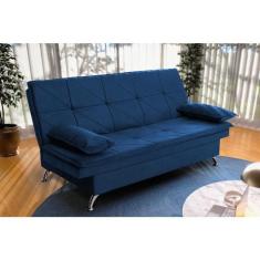Imagem de Sofá Cama Pérsia 3 Lugares Suede Velut Azul Marinho - King House