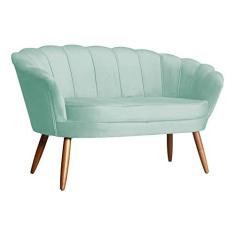 Imagem de Namoradeira Decorativa Estofada Para Salão de Beleza Pétala Veludo Verde Chá - LM DECOR