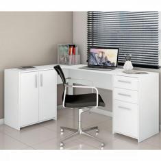 Imagem de Mesa para Escritório em L 2 Gavetas e 3 Portas NT 2005 Notável Branco