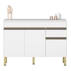 Imagem de Balcão Gabinete De Pia 120 Cm 3 Portas Com Tampo Kits Paraná Branco Supremo Branco-supremo