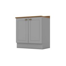 Imagem de Balcão para Cozinha 2 Portas 80cm com Tampo Para Cooktop Emily Cinza/Marrom