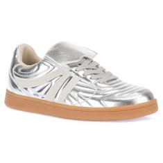 Imagem de MiLanolce Tênis feminino com cadarço, clássico, moderno, antiderrapante, confortável, para lazer, caminhada, skate, tênis feminino, Prata, 36