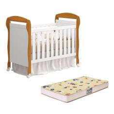 Imagem de Berço Mini Cama Danny Branco Savana Com Colchão D18 De 10cm - Reller Móveis Branco Savana