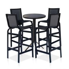Imagem de Conjunto Mesa Bistrô Com 4 Banquetas Para área Externa - Preto