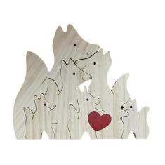 Imagem de Quebra-cabeça de madeira, quebra-cabeça de família de lobo de madeira com nomes, conjunto de animais de mãe e filho lobo ornamentos de madeira, ornamento de quebra-cabeça com nome de lobo, decoração de casa
