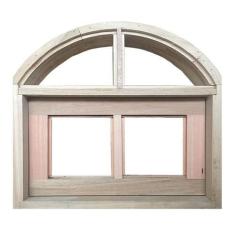 Imagem de Janela de Madeira Vitro Basculante em Arco Padrão Cedro Esquadrias Lon