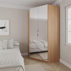 Imagem de Guarda Roupa de Canto Closet com 6 Prateleiras e Portas de Espelho Modular Hera Cabecasa