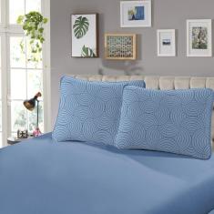 Imagem de Jogo Cama Casal SBX Rubi Malha Veneza Azul