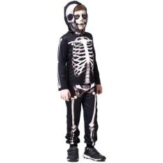 Imagem de Fantasia De Halloween Esqueleto Infantil Skull Black Com Capuz - Fanta