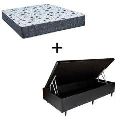 Imagem de Cama Box Baú Solteiro 88 Tecido Sintético Preto Com Colchão Alegro Bel