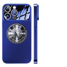 Imagem de Capa magnética de dissipação de calor para iPhone 13 11 12 14 15 Pro Max lente de vidro de malha galvanizada ampliar capa de telefone, azul escuro, para iPhone 13 Pro