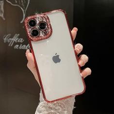 Imagem de Capa Diamond para iPhone 13 Pro Max 12 11 Pro Xs Max Xr 7 8 14 Plus Electroplate Silicone Transparente Soft Back Cover, vermelho, para iPhone 13