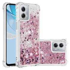 Imagem de GYHOYA Capa para Motorola Moto G 5G 2023 Capa protetora com glitter fofa luxuosa amor líquido areia movediça TPU macio para meninas mulheres elegante à prova de choque capa protetora para Moto G 5G