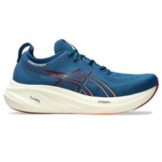 Imagem de ASICS Tênis de corrida masculino Gel-Nimbus 26, Azul marinho/laranja desbotado, 38