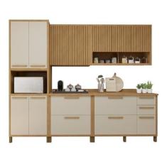 Imagem de Cozinha Completa Torino com 2 Aéreos, 2 Balcões e 1 Paneleiro Cinamomo/Off White