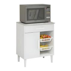 Imagem de Balcão Microondas Fruteira Cozinha Mdp 15mm 1 Porta 1 Gaveta - Branco