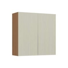 Imagem de Armário Aéreo p/ Cozinha Simone Mendes c/ 2 Portas 80cm Carvalho/Cinza - Nesher