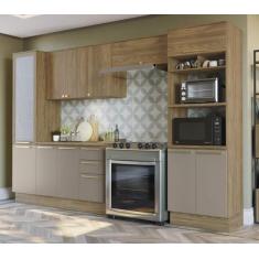 Imagem de Armário de Cozinha Modulada Completa Reta 6 peças 3,20m 246 Botanic Ka