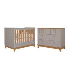 Imagem de Berço e Cômoda Biscoito Permobili MDF 06 gavetas , Fendi Nature